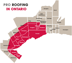 Pro Roofing service area in GTA