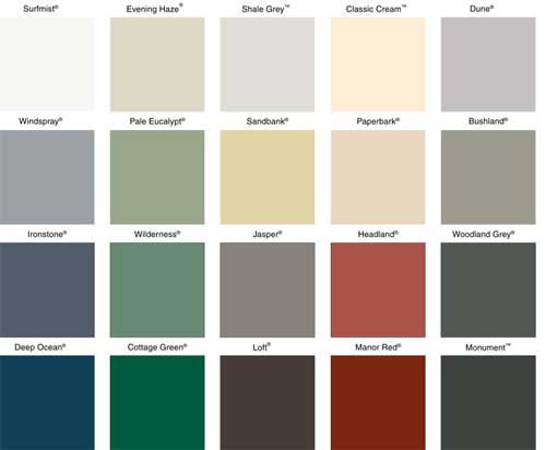 metal roof colours